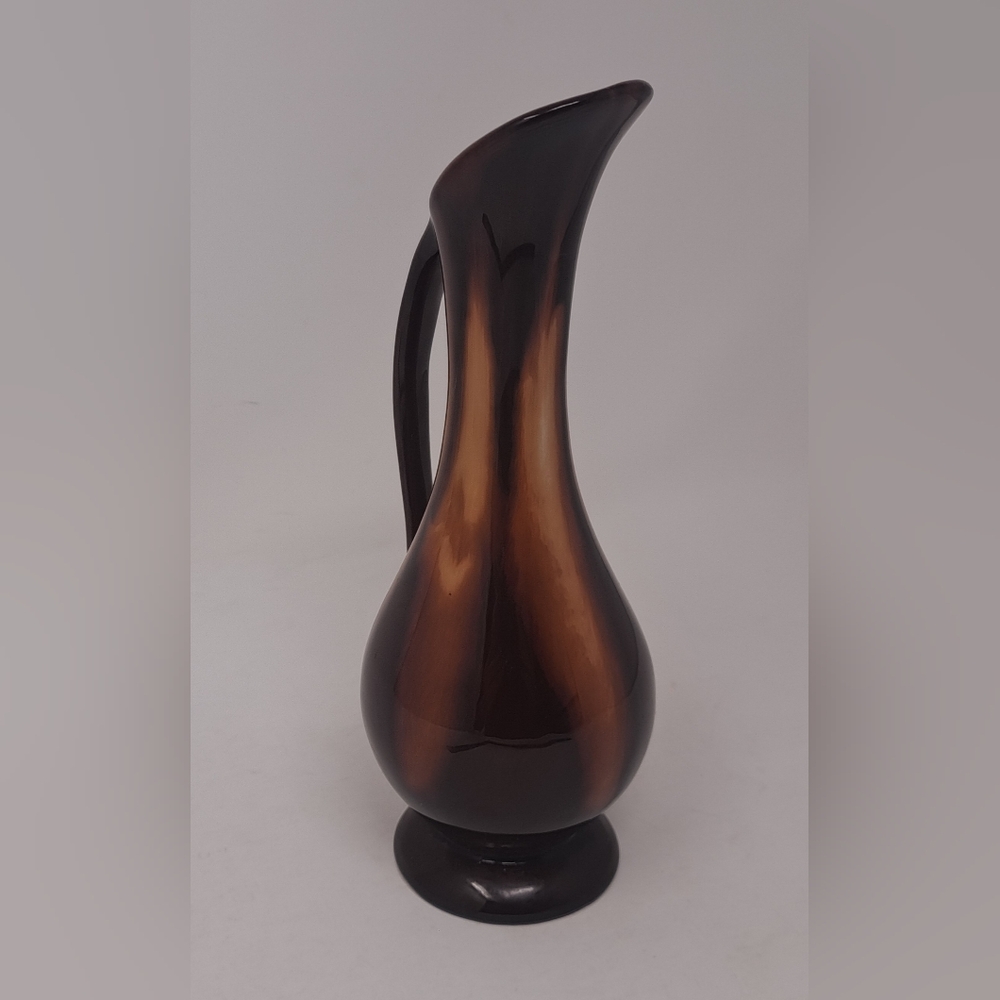 Huronia Pottery Bud Vase Pitcher Glaze Brown & Caramel Native Indian Canada 9" - Picture 6 of 11